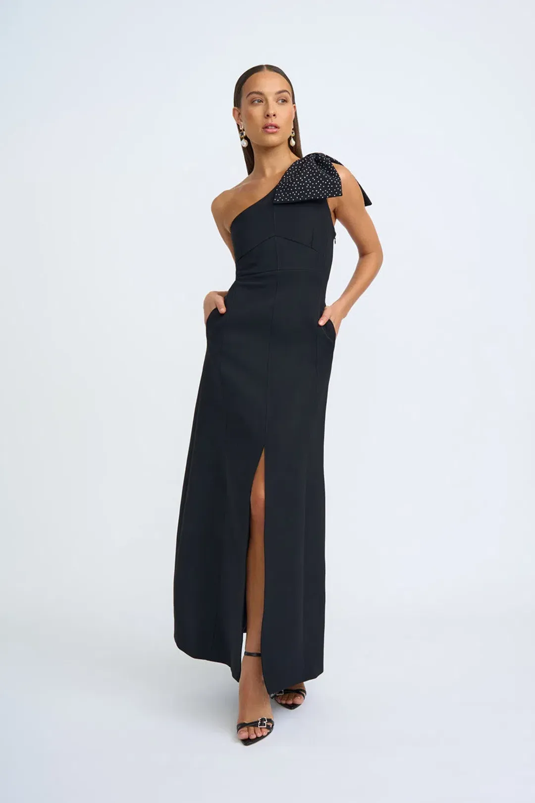 By Johnny Black Tie Bow Gown Black Size 10 for rent on The Volte - main image
