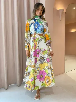 Alemais Farrah Cut Out Midi Dress Floral Size 8 for rent on The Volte - image 1