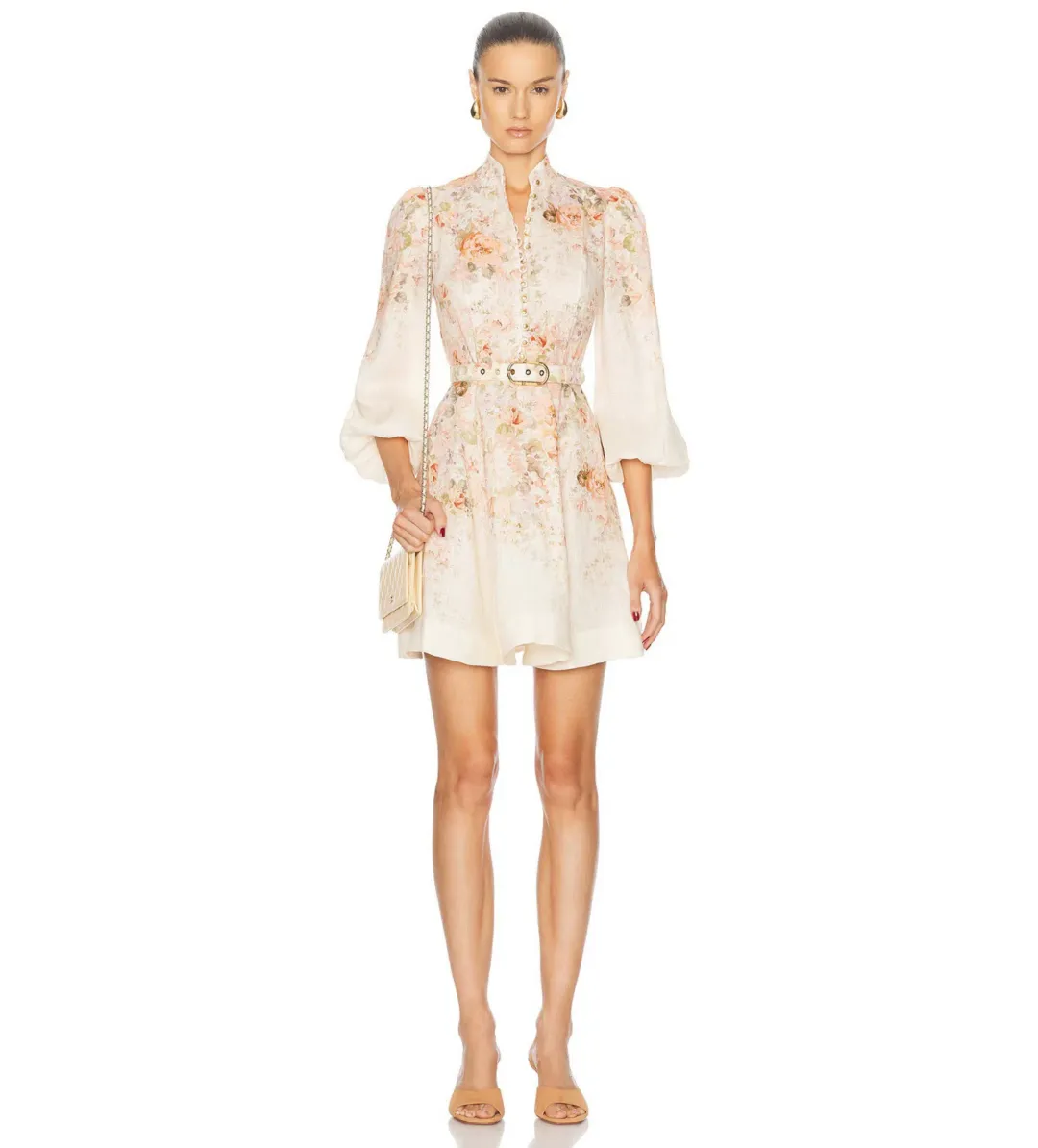 Zimmermann The Illustration Buttoned Mini in Cream Rococo Floral Size 2/Au 12  for rent on The Volte - main image