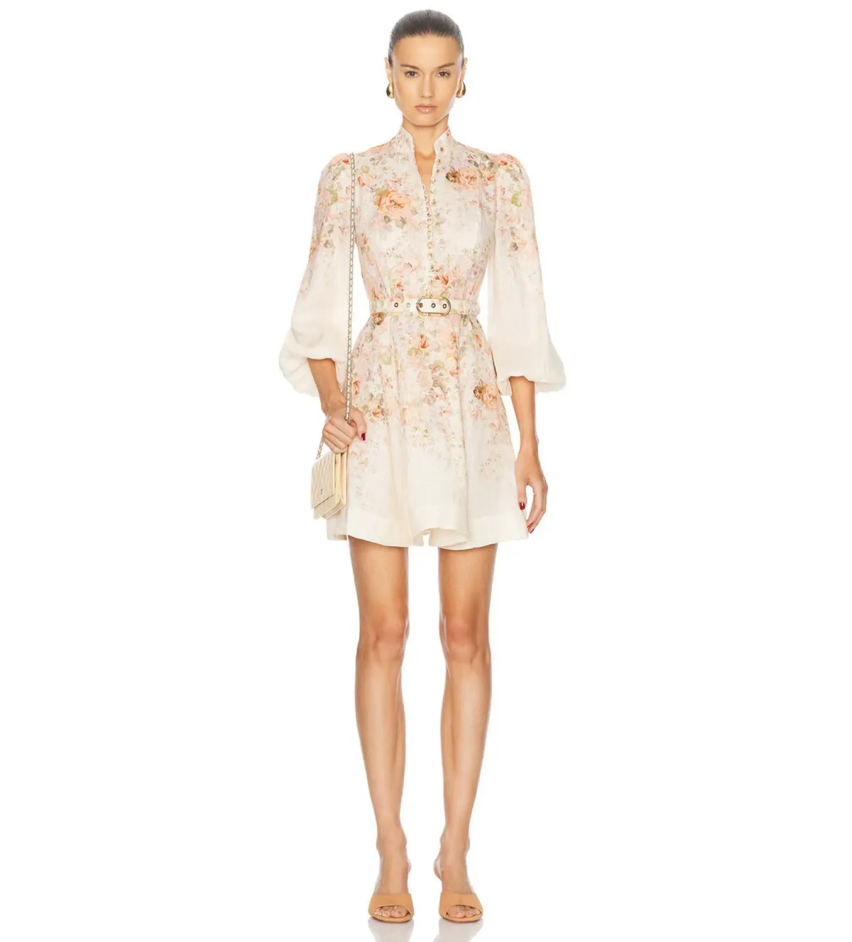 Zimmermann The Illustration Buttoned Mini in Cream Rococo Floral Size 2/Au 12  for rent on The Volte - main image