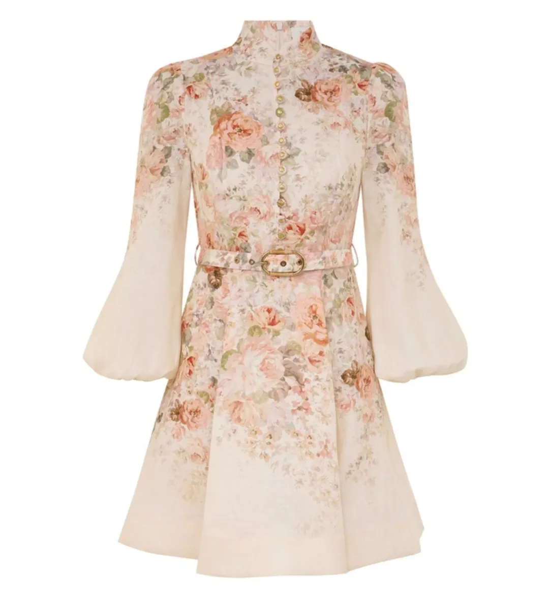 Zimmermann The Illustration Buttoned Mini in Cream Rococo Floral Size 2/Au 12  for rent on The Volte - main image