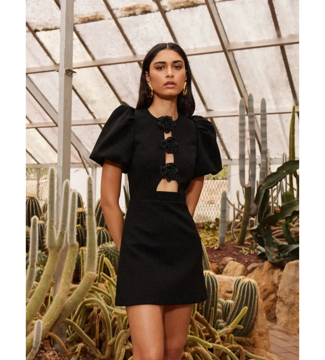Rebecca Vallance Aubree Flower  Mini Dress Black Size 6 for rent on The Volte - main image