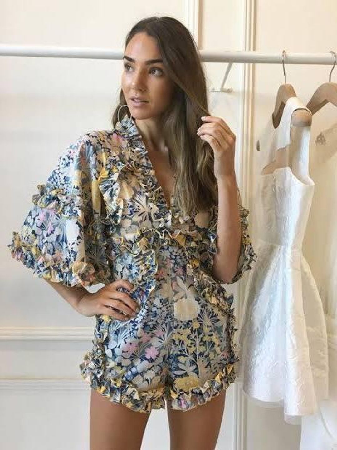 Alice McCall Choose Me Romper Blue Floral Size 8 for rent on The Volte - main image
