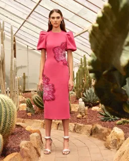 Rebecca Vallance Layana Midi Dress Raspberry Pink Size 14 for rent on The Volte - image 1