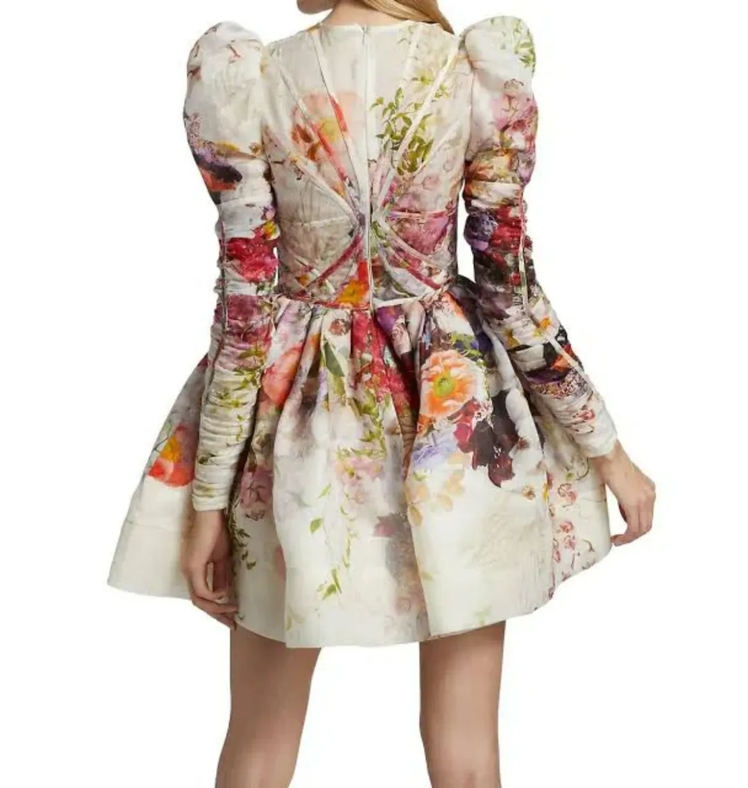 Zimmermann The Prima Panelled Mini Dress in Multi Floral Size 3 / Au 14 for rent on The Volte - main image