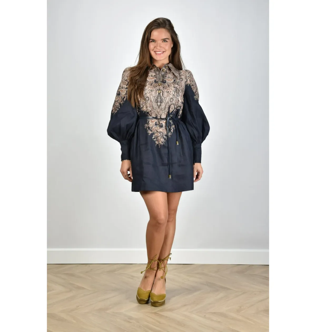 Zimmermann Natura Tunic Dress in Navy Paisley Size 3 / AU 14 for rent on The Volte - main image