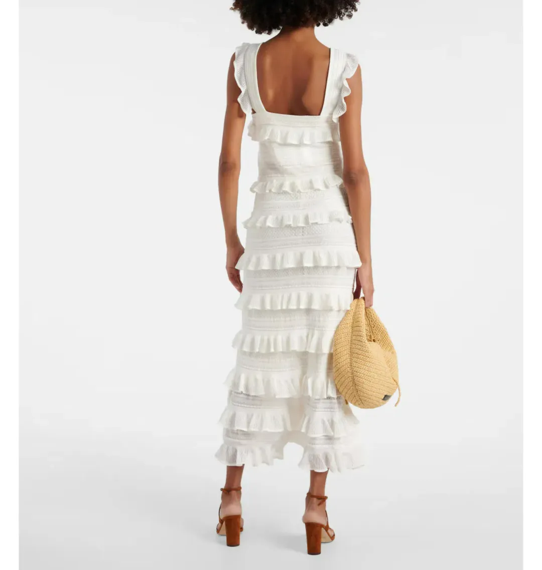 Zimmermann Natura Ruffle Dress in Parchment Size 0 / AU 8 for rent on The Volte - main image
