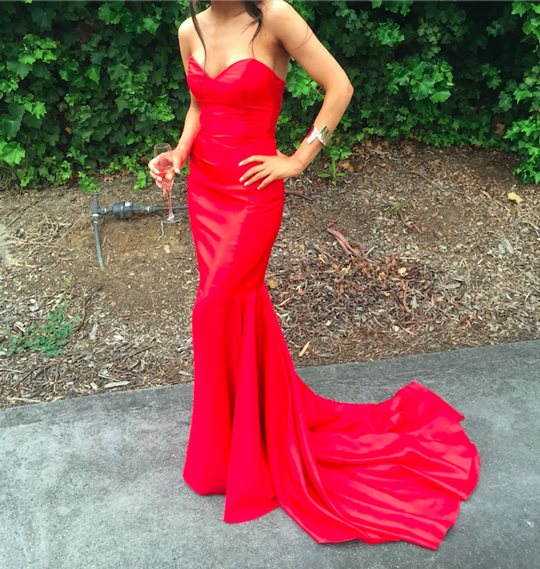 Strapless Red Formal Dress size 6 for rent on The Volte - main image