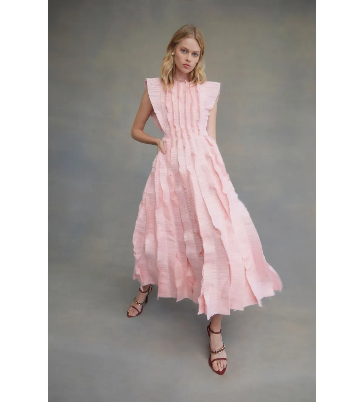 Aje Hybrid Midi Dress Pink Size 8 for rent on The Volte - main image