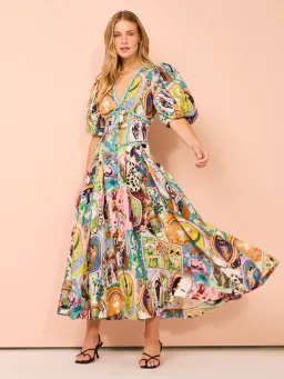 Alemais Evergreen Midi Dress In Multi Size AU 10  for rent on The Volte - image 1