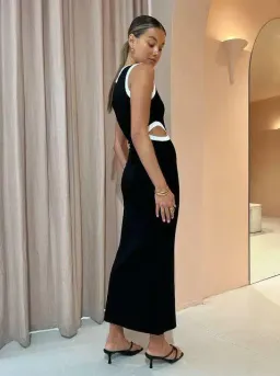 Sir the Label Evalina Cut Out Dress Black Size AU 10  for rent on The Volte - image 2