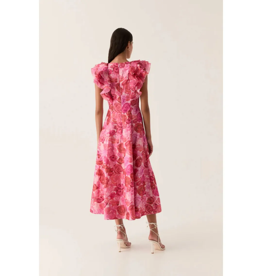 Aje Enchanted Plunge Midi Dress Misty rose Size AU 8 for rent on The Volte - main image