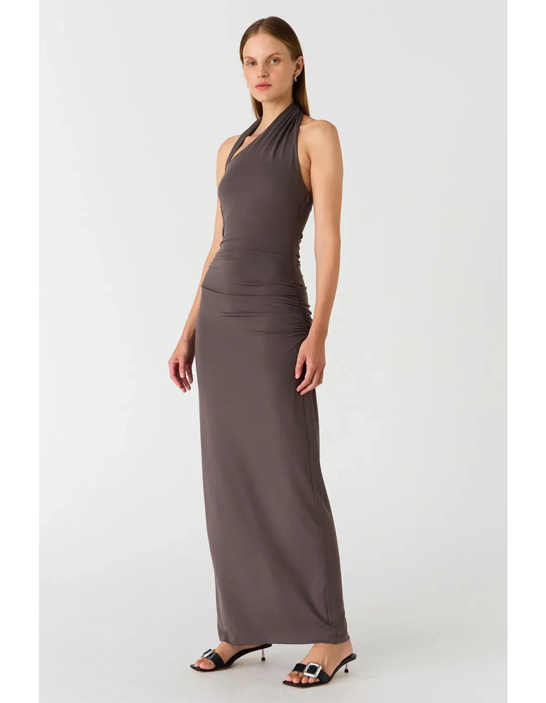 MISHA Krystal Matte Slinky Midi Dress Cloud Grey Size 10 for rent on The Volte - main image