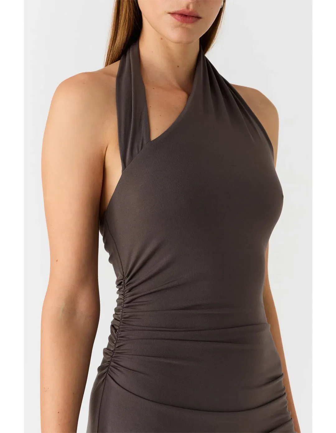 MISHA Krystal Matte Slinky Midi Dress Cloud Grey Size 10 for rent on The Volte - main image