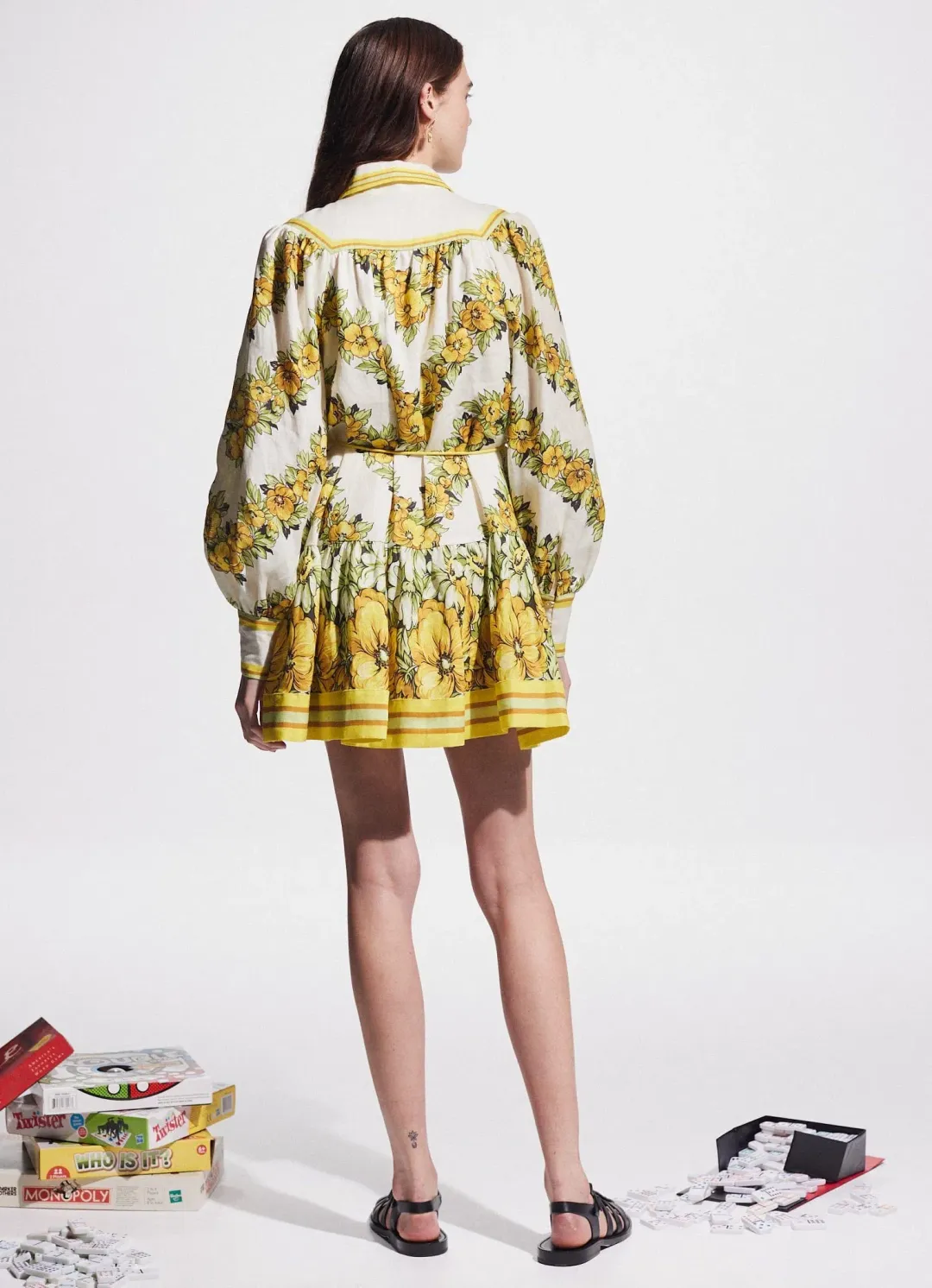 Alemais Gisela Mini Dress Yellow Floral Size 4 AU / 0 US for rent on The Volte - main image