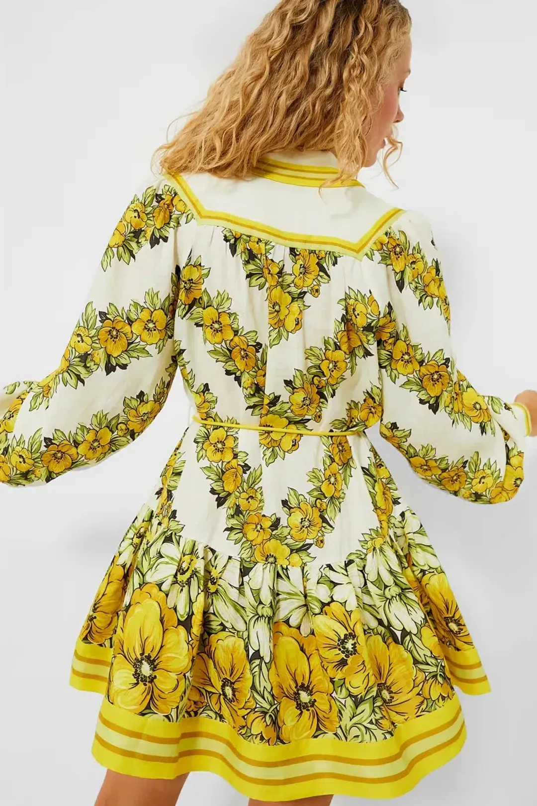 Alemais Gisela Mini Dress Yellow Floral Size 4 AU / 0 US for rent on The Volte - main image