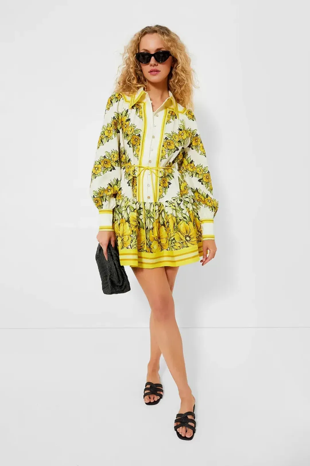 Alemais Gisela Mini Dress Yellow Floral Size 4 AU / 0 US for rent on The Volte - main image