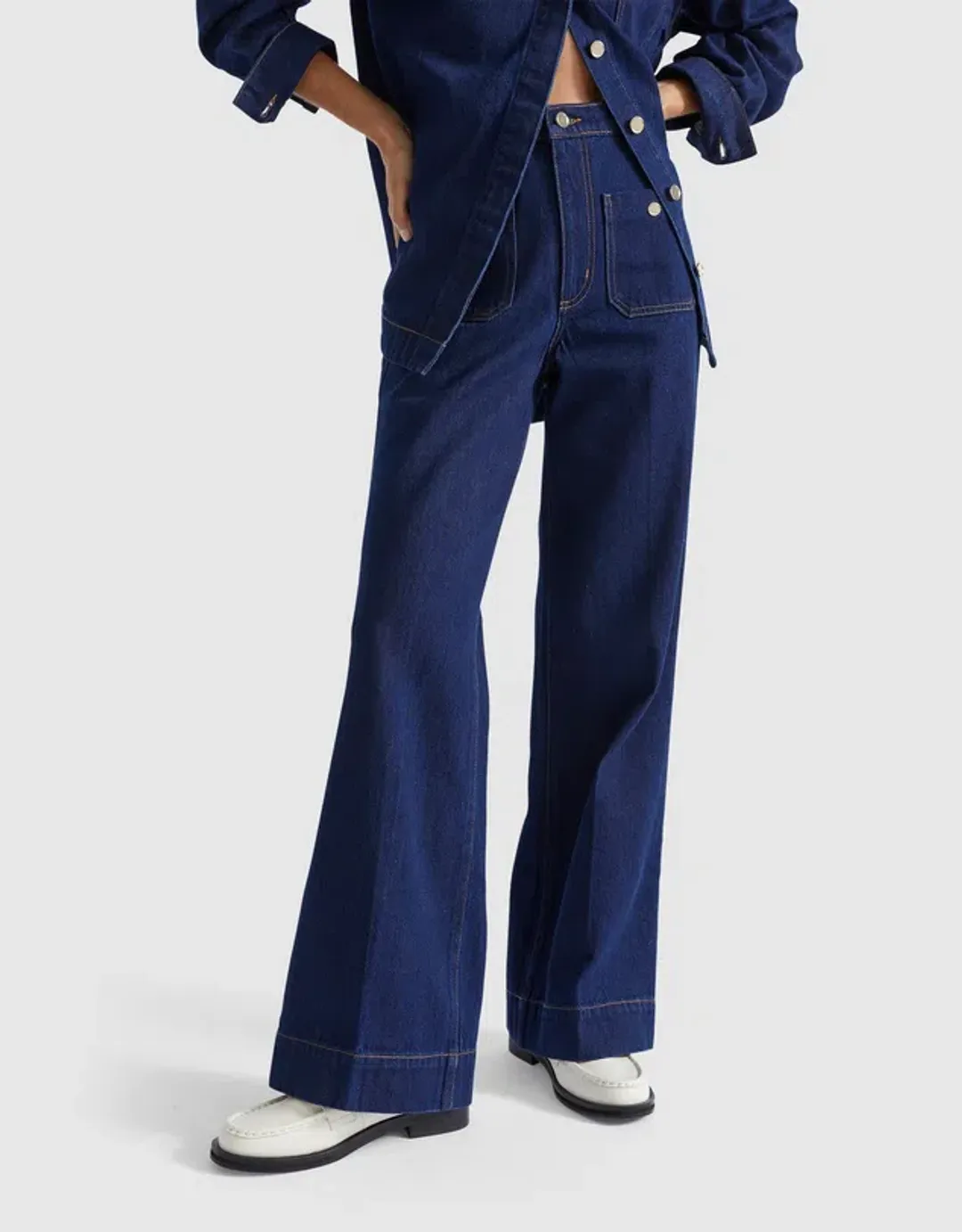Seed Heritage Denim Classic Shirt Size 6 & Pocket High Waisted Jeans Size 10 Set Neptune Wash for rent on The Volte - main image