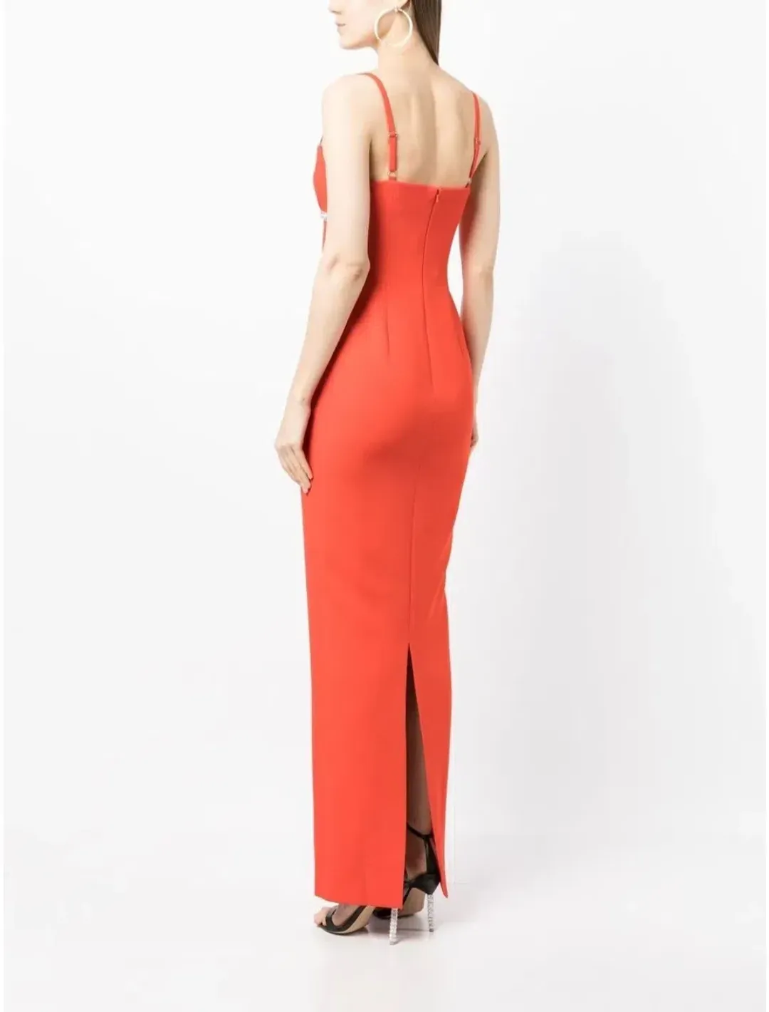 Rachel Gilbert Loren Midi Dress Red Orange Size 6 for rent on The Volte - main image