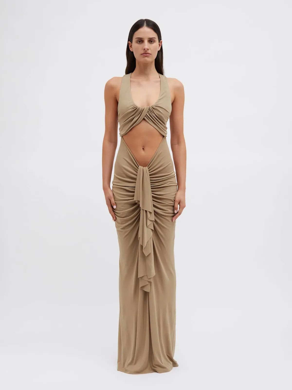 Christopher Esber Vivenda Drape Front Dress Incense Size 8 for rent on The Volte - main image