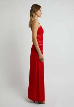 Christopher Esber Contrast Sheer Panel Dress Rubrum Red Size AU 10 for rent on The Volte - image 2