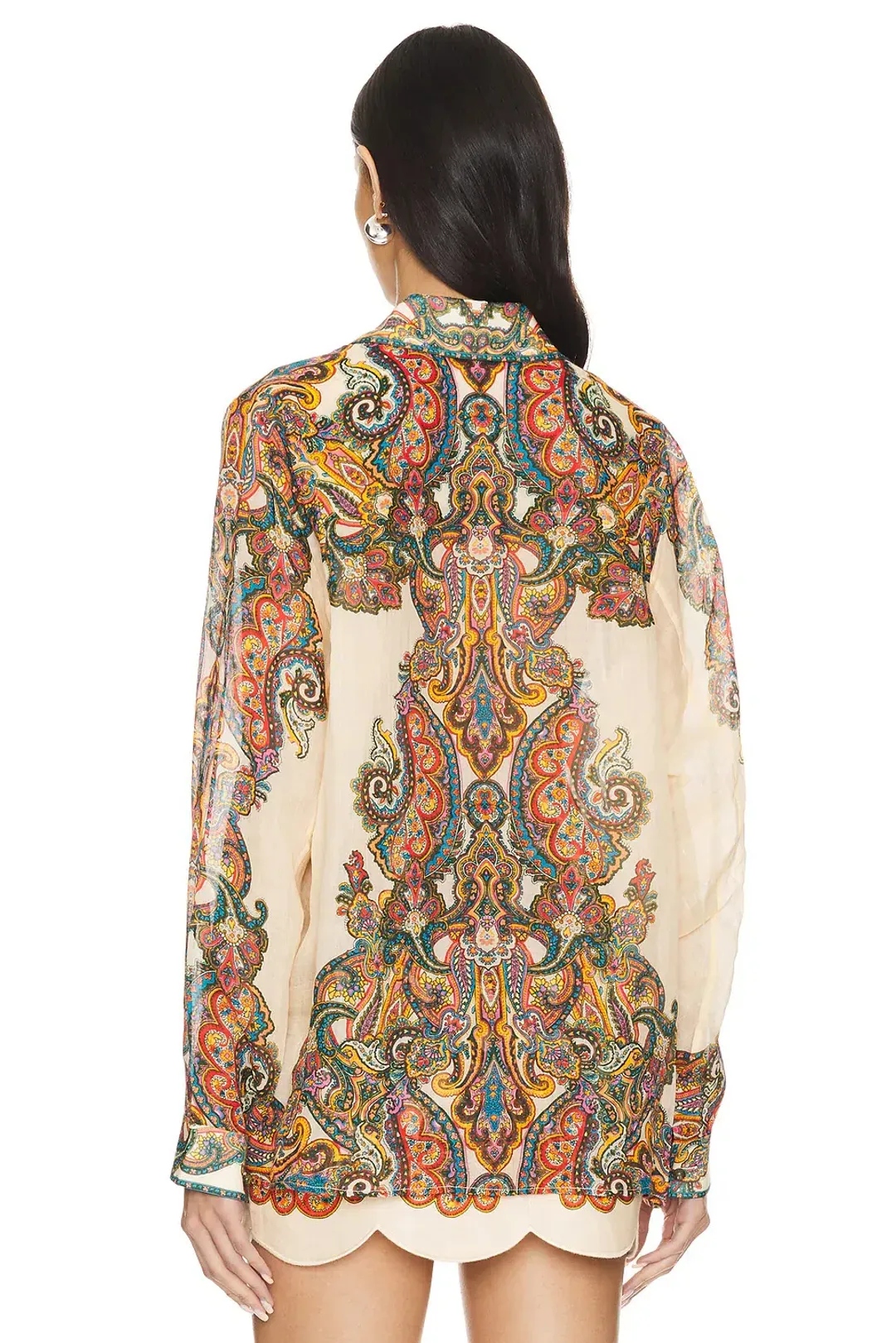 Zimmermann Ottie Oversized Shirt and Scallop Mini Skirt Set Multi Paisley Size 1 / AU 10 for rent on The Volte - main image