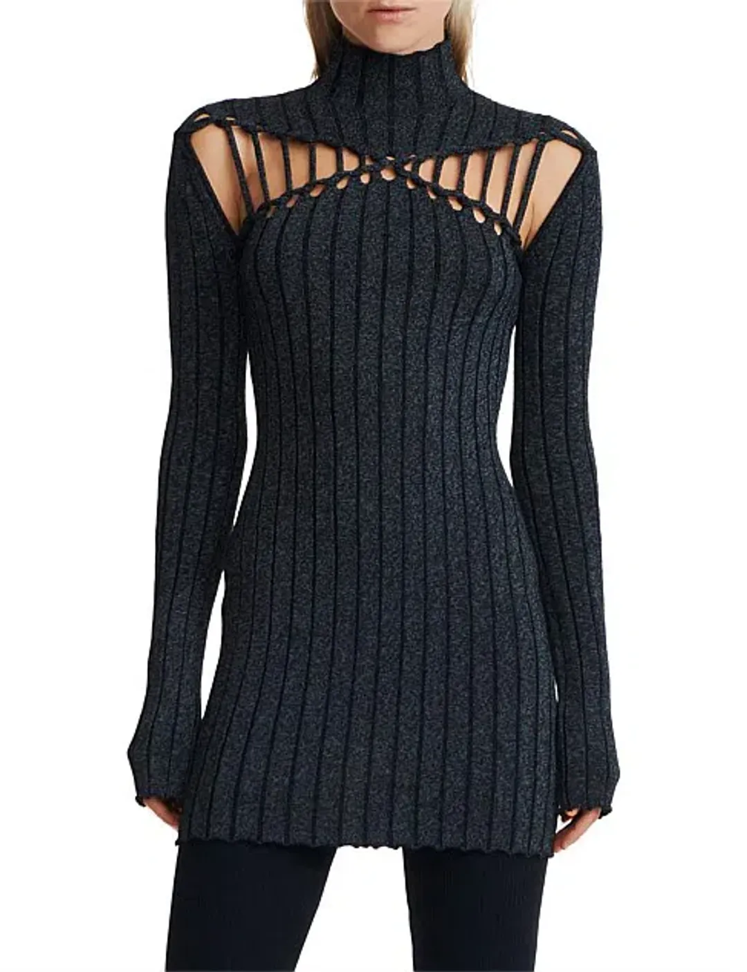 Dion Lee X Braid Light Reflective Mini Dress Black Size 6 for rent on The Volte - main image
