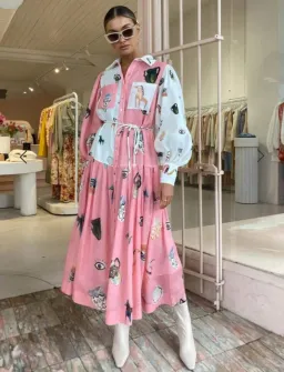 Alemais Cleo Patchwork Shirtdress in Pink Print Size 12 for rent on The Volte - image 5