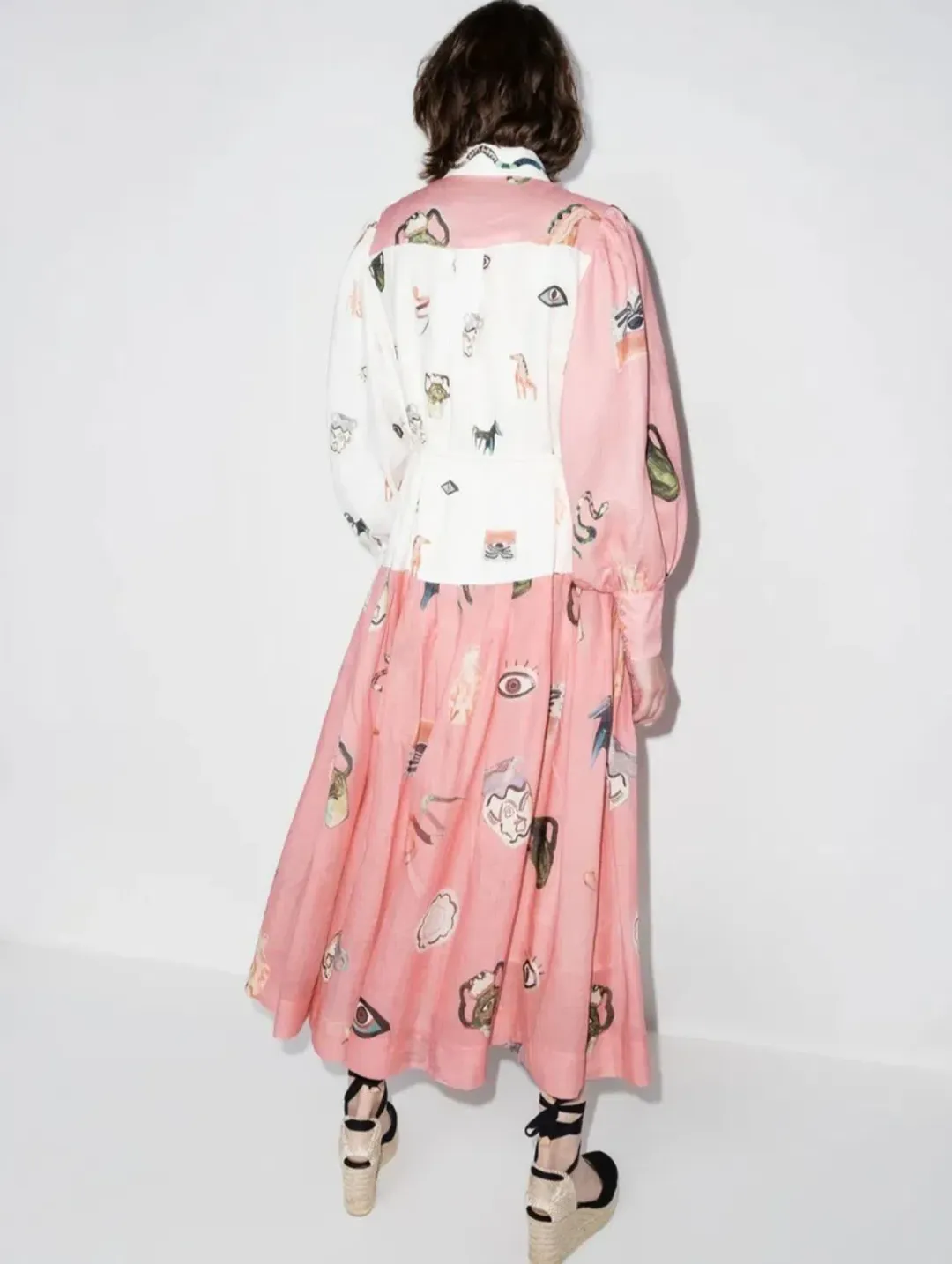 Alemais Cleo Patchwork Shirtdress in Pink Print Size 12 for rent on The Volte - main image
