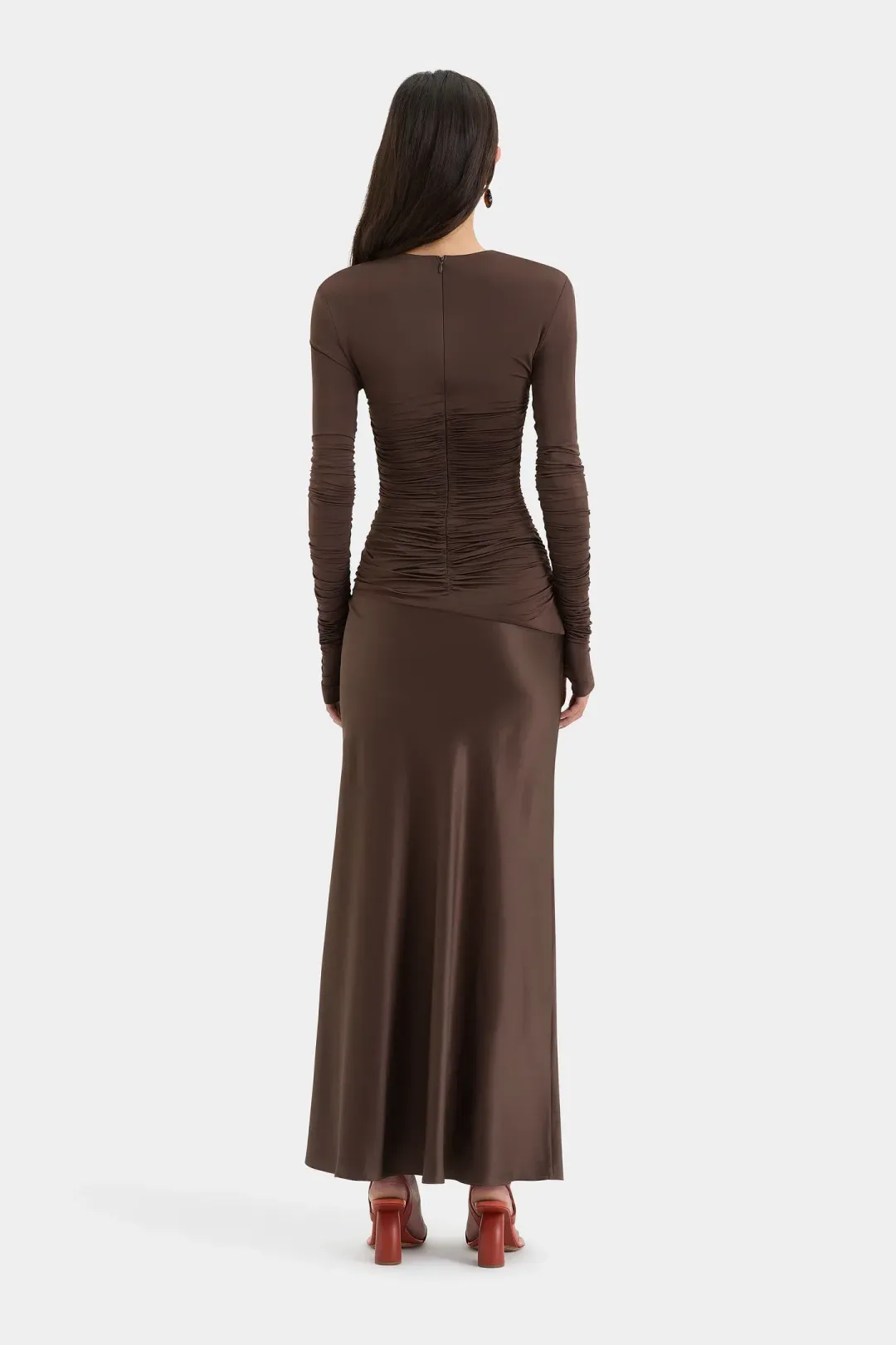Sir the Label Alessia Draped Gown Chocolate Size 0 / AU 6 for rent on The Volte - main image