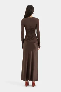 Sir the Label Alessia Draped Gown Chocolate Size 0 / AU 6 for rent on The Volte - image 2