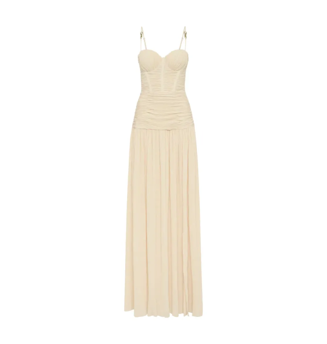Manning Cartell Double Time Pleat Dress Nougat Size AU 10 for rent on The Volte - main image
