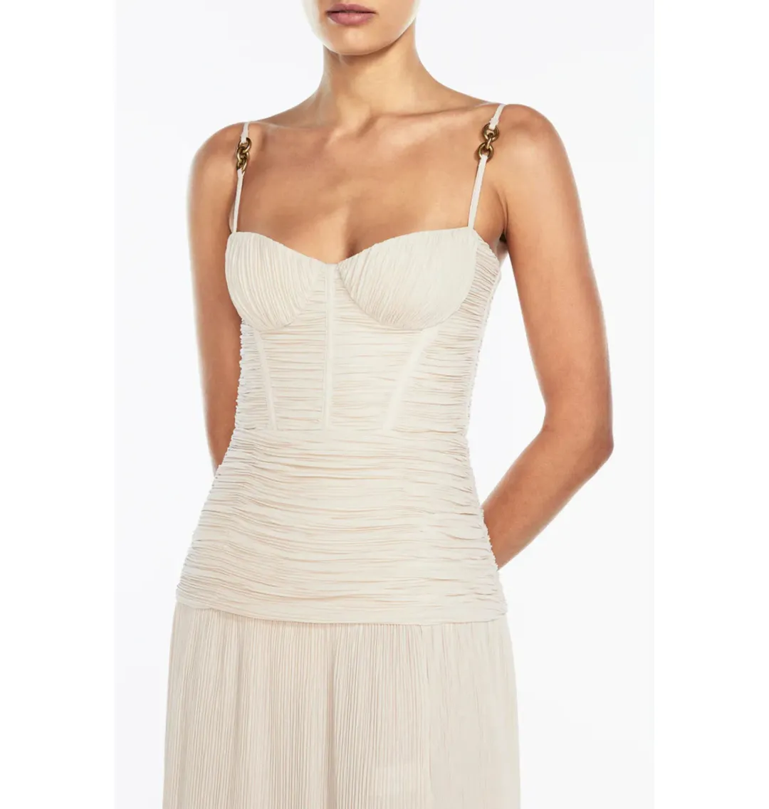 Manning Cartell Double Time Pleat Dress Nougat Size AU 10 for rent on The Volte - main image