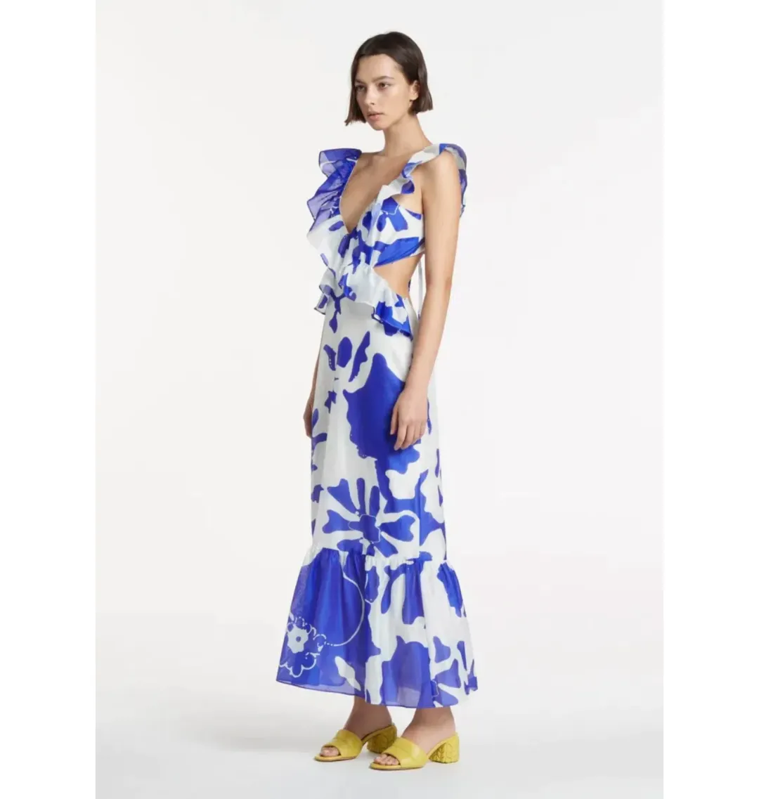 Sir The Label Vivi Frill Dress Merce Abstract Print Size AU 6 for rent on The Volte - main image
