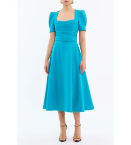 Rebecca Vallance Ella Short Sleeve Midi Dress Blue Size 10  for rent on The Volte - image 1