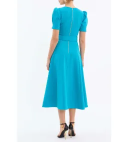 Rebecca Vallance Ella Short Sleeve Midi Dress Blue Size 10  for rent on The Volte - image 2