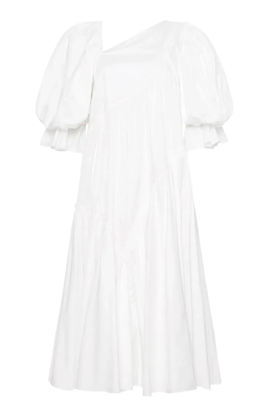 Aje Casabianca Braided Puff sleeve Midi Dress White Size 14  for rent on The Volte - main image