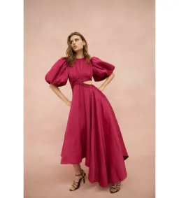 Aje Tidal Tucked Cut Out Midi Dress Pink Size AU 14/ XL for rent on The Volte - image 1