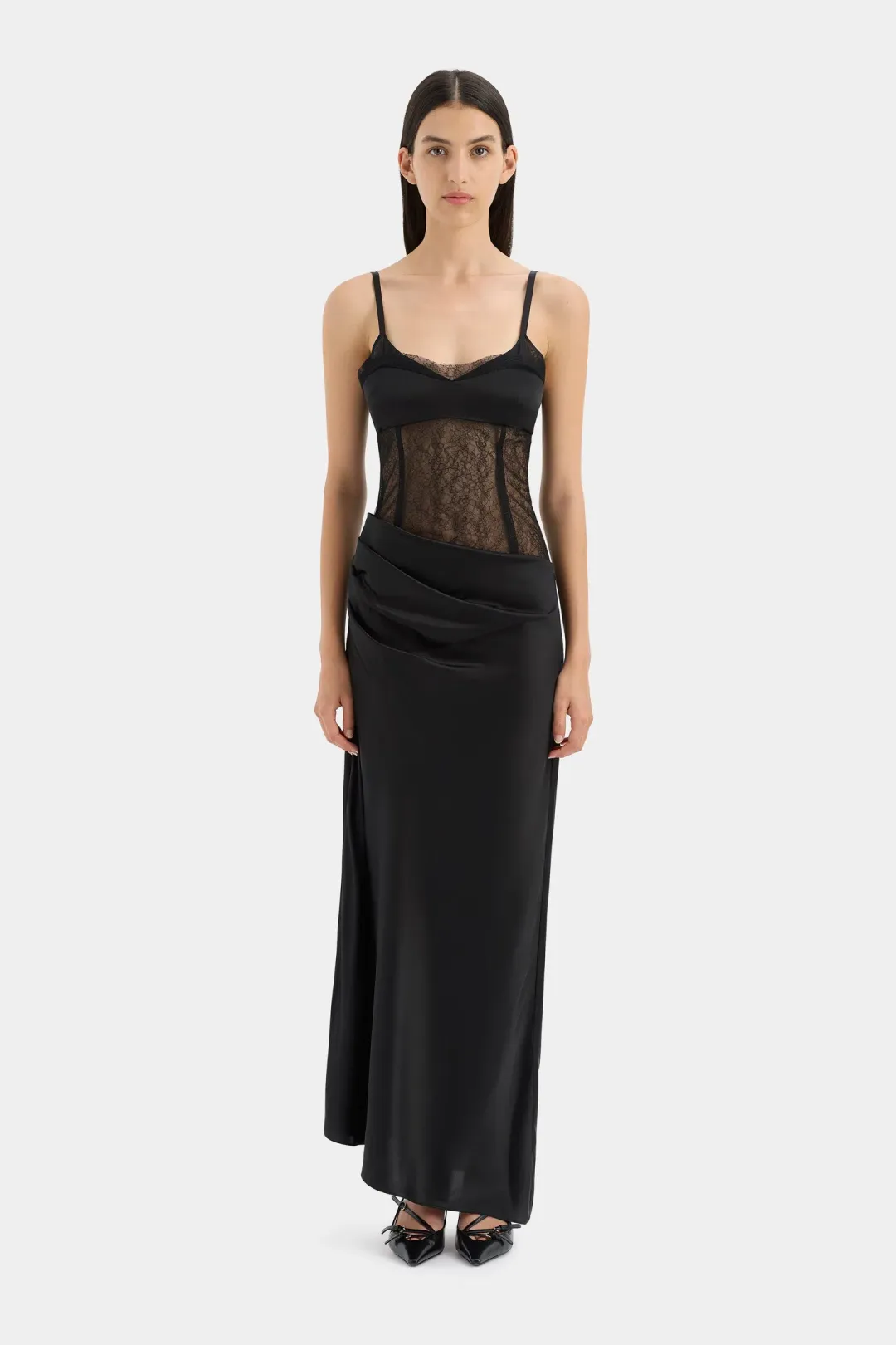 Sir the Label Dunya Draped Gown in Black Size 8 for rent on The Volte - main image
