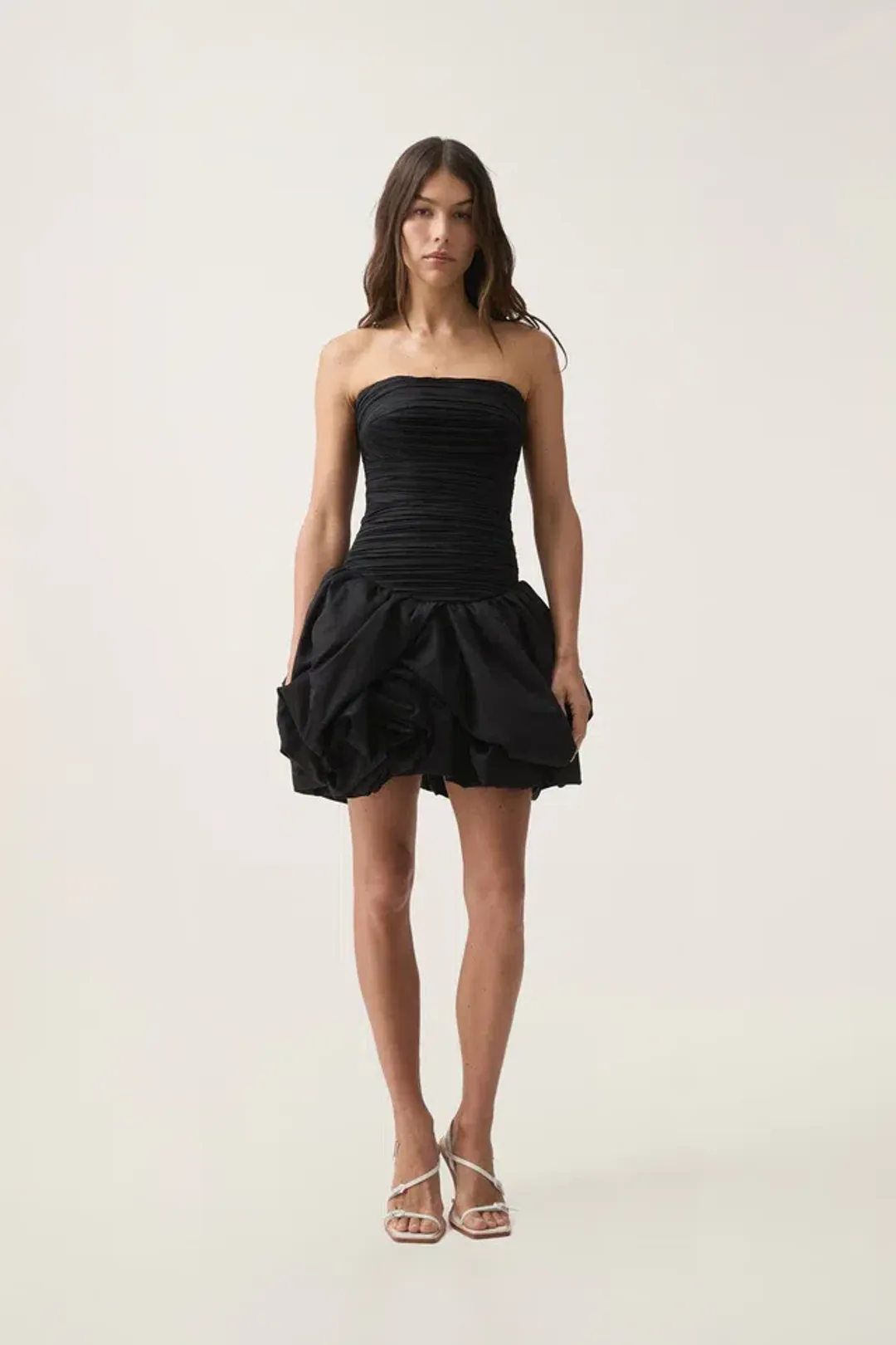Aje Violette Bubble Hem Mini Dress Black Size 8 for rent on The Volte - main image