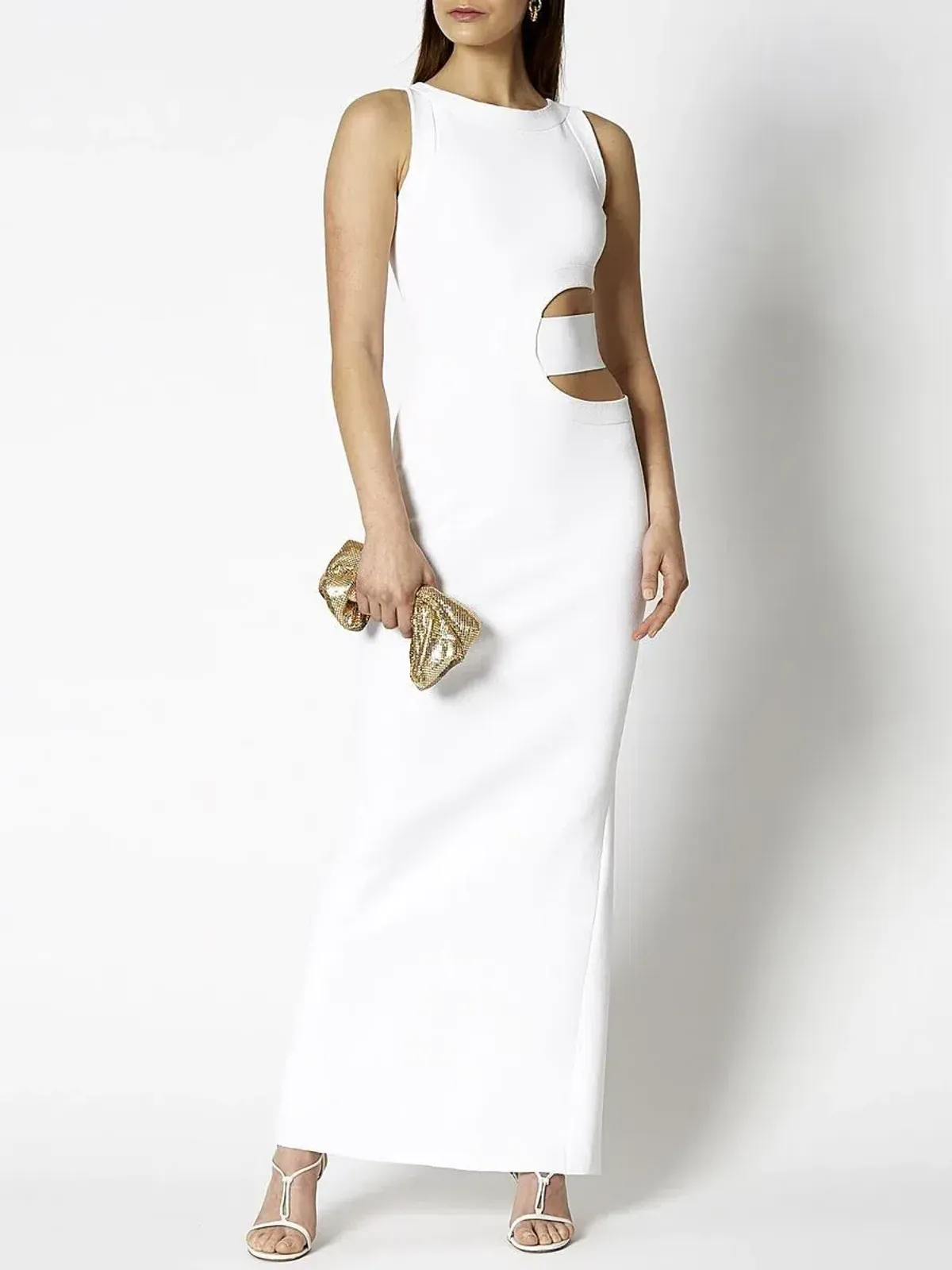 Scanlan Theodore Crepe Knit Gown White Size 6 for rent on The Volte - main image