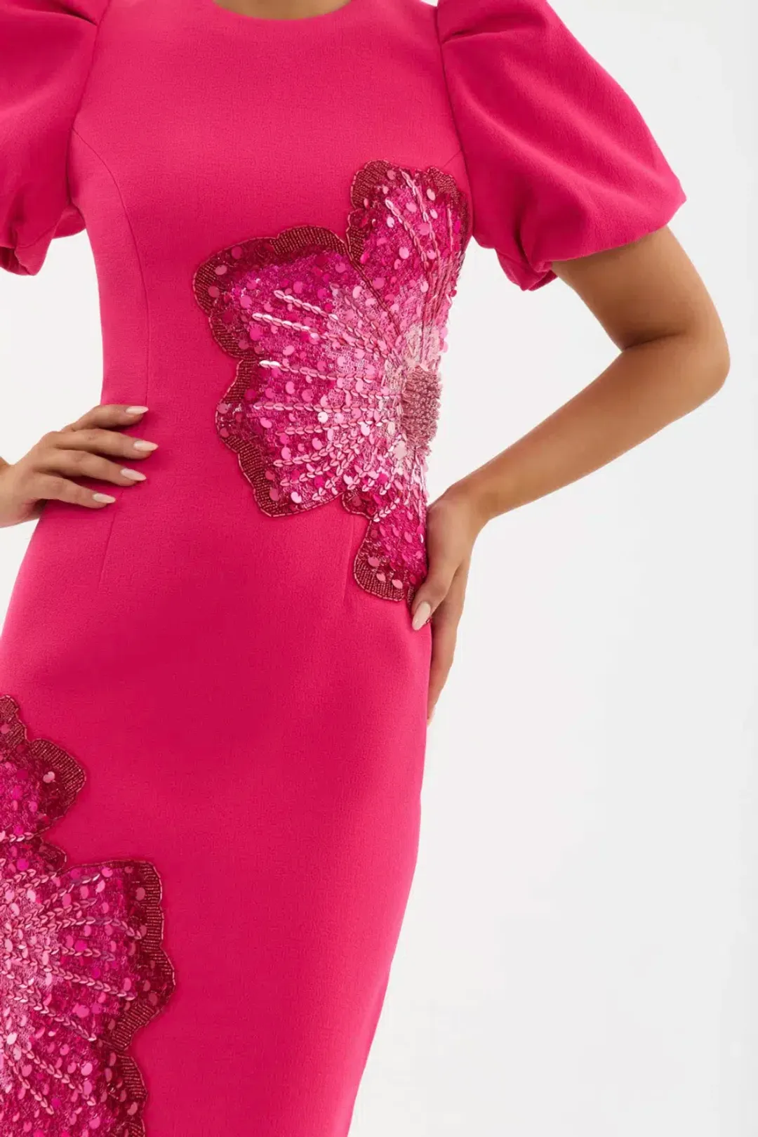 Rebecca Vallance The Layana Midi Dress Raspberry Size 12 for rent on The Volte - main image