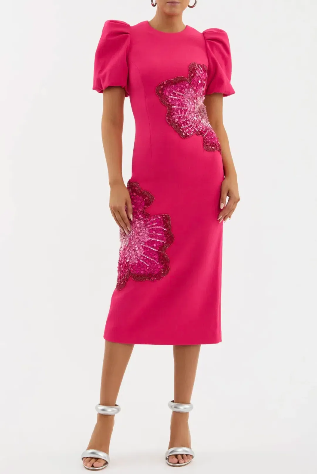 Rebecca Vallance The Layana Midi Dress Raspberry Size 12 for rent on The Volte - main image
