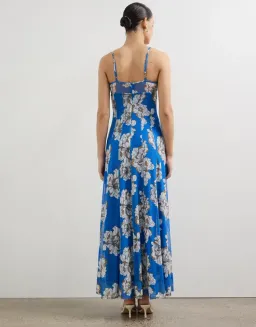 Lover Cleo Bustier Mesh Maxi Dress Blue Floral Size 10 for rent on The Volte - image 3