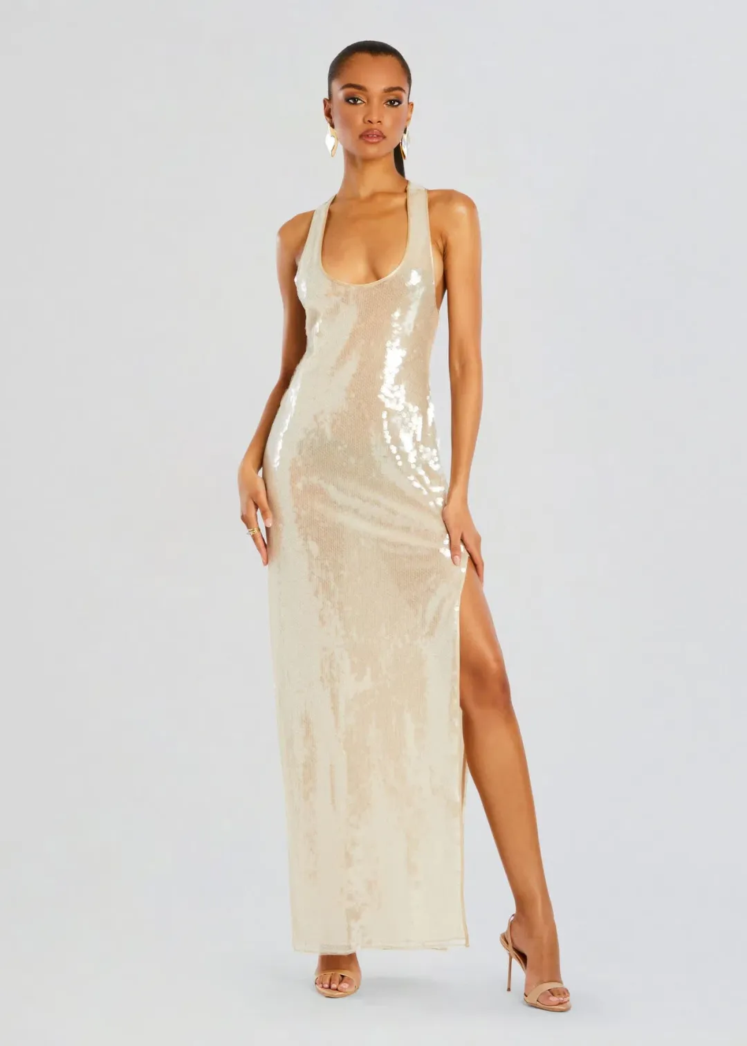 Retrofete Bella Sequin Dress Cream Size XS / AU 6 for rent on The Volte - main image