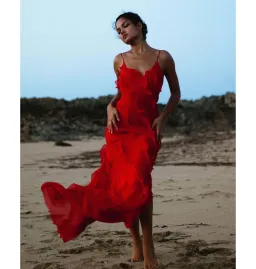 Rat & Boa Cecelia Ruffle Maxi Dress Red Size S / AU 8 for rent on The Volte - image 3