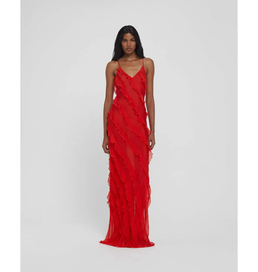 Rat & Boa Cecelia Ruffle Maxi Dress Red Size S / AU 8 for rent on The Volte - main image