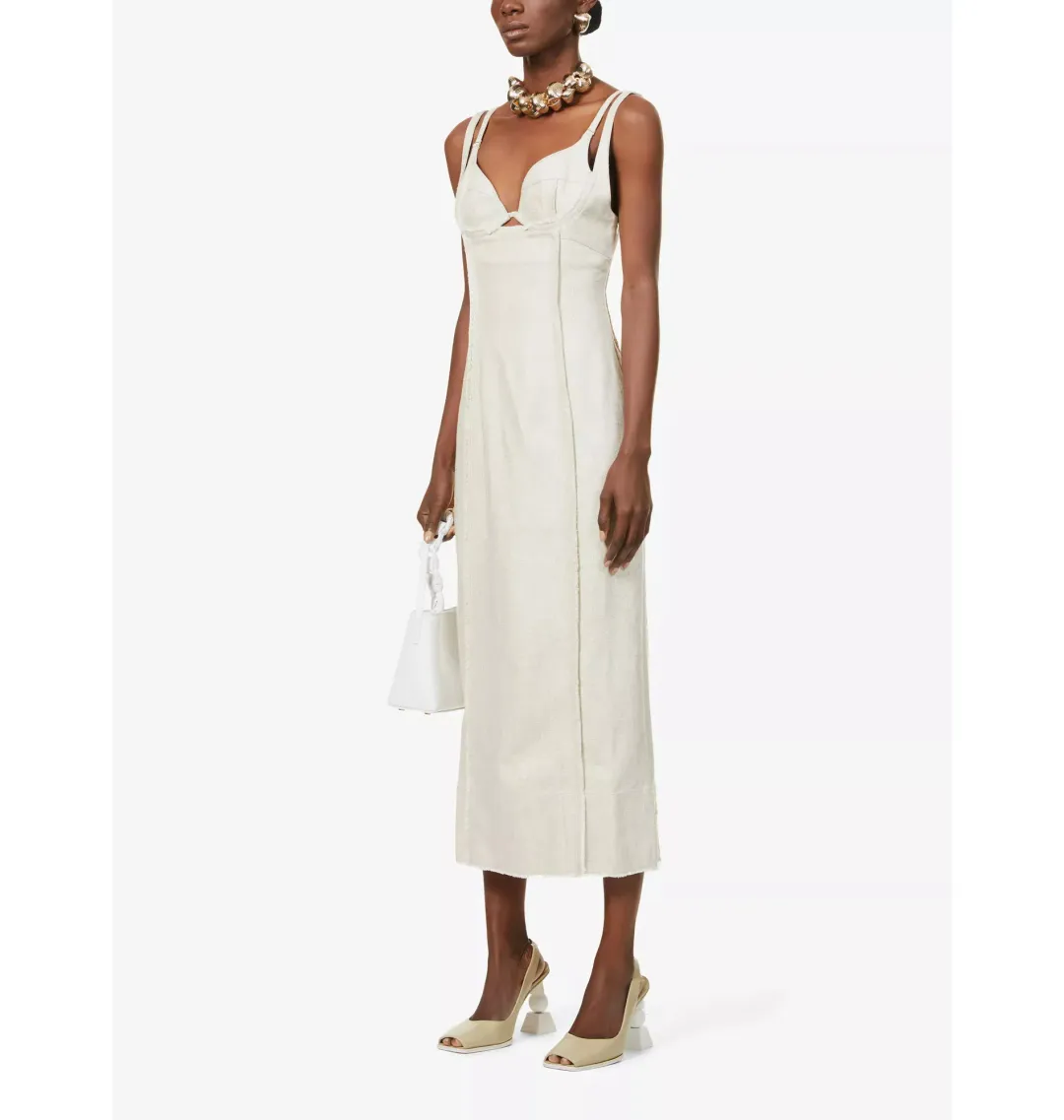 Jacquemus La Robe Valerie Dress Beige Size AU 6  for rent on The Volte - main image