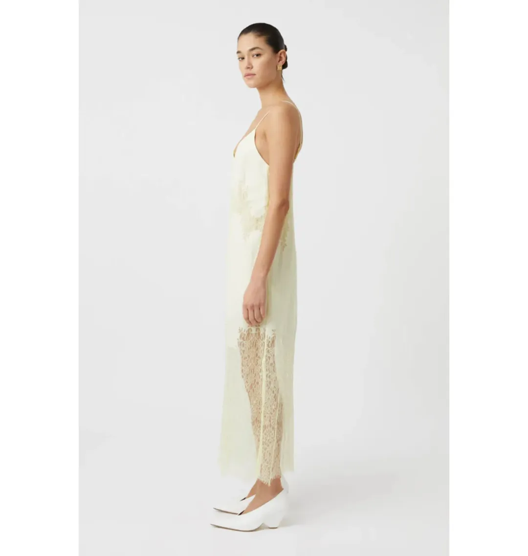Camilla And Marc Filigree Midi Dress in Lemon Yellow Size AU 6 for rent on The Volte - main image