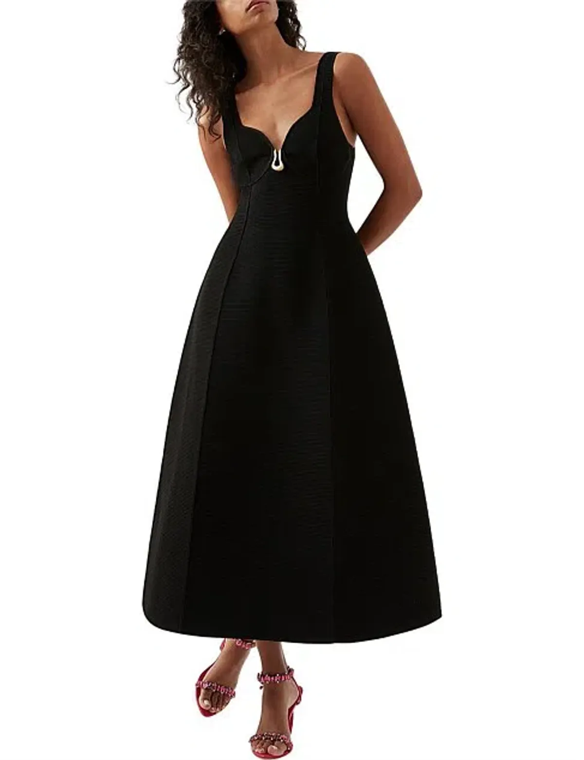 Aje Sylvette Knit Midi Dress Black Size AU 10  for rent on The Volte - main image